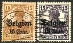 2056      ALEMANHA    -  OCUPAÇÃO NA BELGICA  -  sobrecarga com VALOR EM    "Cent"