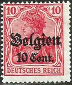 3405 OCUPAÇÃO NA BÉLGICA - GERMANIA DE 10 pf COM SOBRECARGA " Belgien 10 Cent "