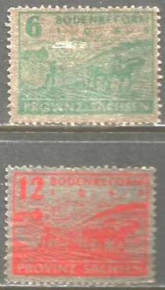 3832 ALEMANHA - PROVINZ SACHSEN - LAVRADOR - 6 Pf e 12 Pf. - SERIE EM PAPEL CEBOLINHA - NOVOS