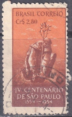 C0293 ..... IV CENTENÁRIO DA CIDADE DE SÃO PAULO - MONGE PLANTANDO - Cr$ 2,80 - 1953