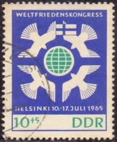 1122 ALEMANHA D D R - CONGRESSO DA AMIZADE - 10 + 5 Pf - 1965 - USADO