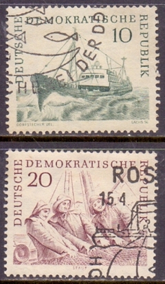 0817/8 ALEMANHA D D R - EMBARCAÇÕES PESQUEIRAS - 10 e 20 Pf. - 1961 - USADO