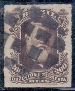 043 (177) D. PEDRO I I (BARBA BRANCA) - PERCÉ - 260 REIS - CASTANHO