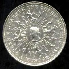 M1069 INGLATERRA - 25 PENCE 1980 - RAINHA MÃE - 38 mm