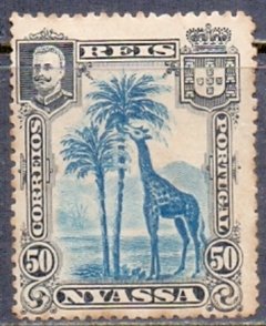 21039 NYASSA - GIRAFA - 50 REIS - NOVO COM MARCA DE CHARNEIRA