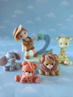 Adorno Torta animales de la selva safari - Nubecitas