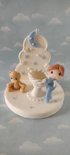 Imagen de Combo souvenirs 10 Angelitos y adorno Torta pila bautismal