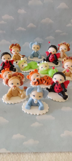 Souvenirs Bautismo 20 Luna Nena Varón Baby Shower Porcelana - Nubecitas