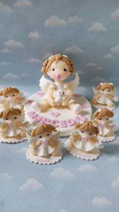 Imagen de Souvenirs 10 Angelitas Bautismo primer añito Porcelana Fria