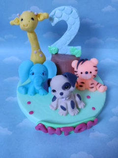 Adorno Torta animales/número safari - Nubecitas