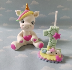 Adorno Torta Unicornio con numero - comprar online