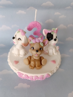 Adorno Torta perritos y velita - Nubecitas
