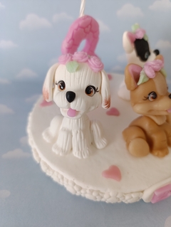Adorno Torta perritos y velita - comprar online
