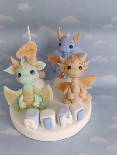 Adorno de torta dragones - Nubecitas