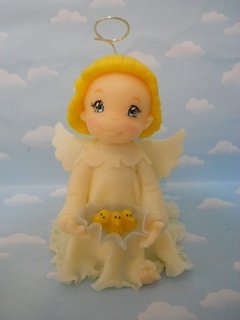 Adorno Torta Bautismo Angelita Porcelana Fria Comunion - Nubecitas