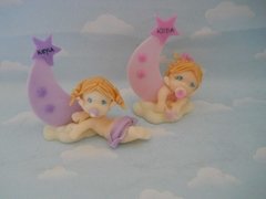 Souvenirs Bautismo 20 Luna Nena Varón Baby Shower Porcelana - tienda online
