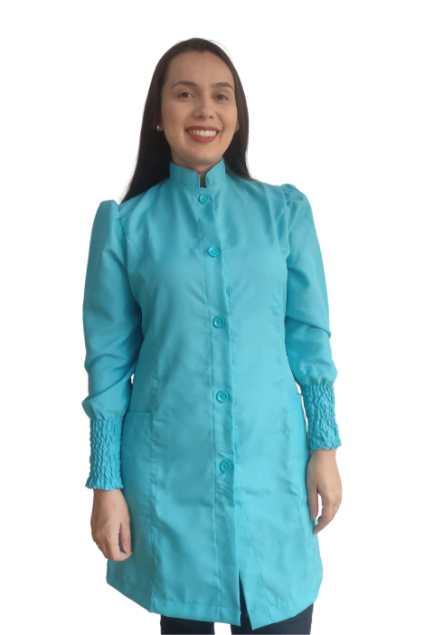 Jaleco manga princesa, botão e punho de lástex (várias cores) - Tecido oxford