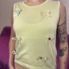Musculosa Tejida Moños Verde - comprar online