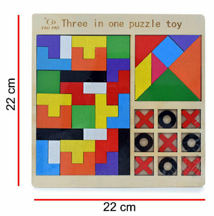 Juego de madera 3 en 1: Tetris, Tangram y Ta te ti - comprar online