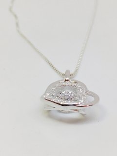 CONJUNTO CORAZÓN CON CUBICS PLATA 925.