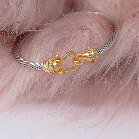 Bracelete bicolor, rodio e ouro