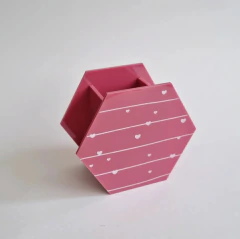 Piruliteiro ou Porta Lápis em Acrílico Hexágono Listras Coração - comprar online