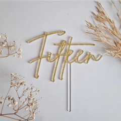 Topo de Bolo em Acrílico Fifteen Flutuante com Transparente - comprar online