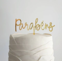Topo de bolo Parabéns modelo 6 - Merí Studio