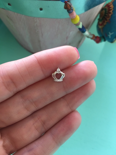 aro Coronita cristal Plata 925 Rodinada (unidad)