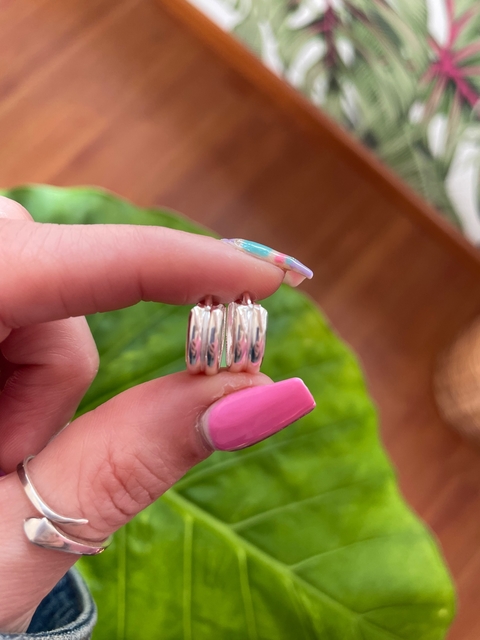 argollas cubanas doble 1,2 cm (par) Plata 925
