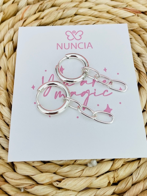 Par argollas chain 1,4 cm dije desmontable
