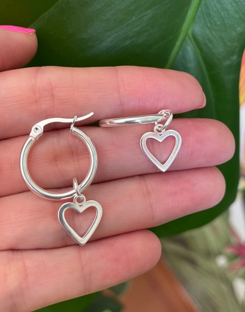 argollas corazón calado colgante 1,9 cm