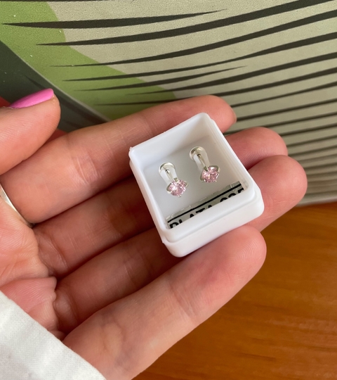 PAR Abridores Cubic Rosa Engarzado 4Mm
