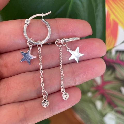 aros estrella y cadena colgante 1,5 cm