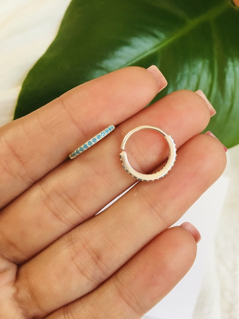 solitario EMA plata 925 1 CM con cubics turquesa (unidad) - comprar online