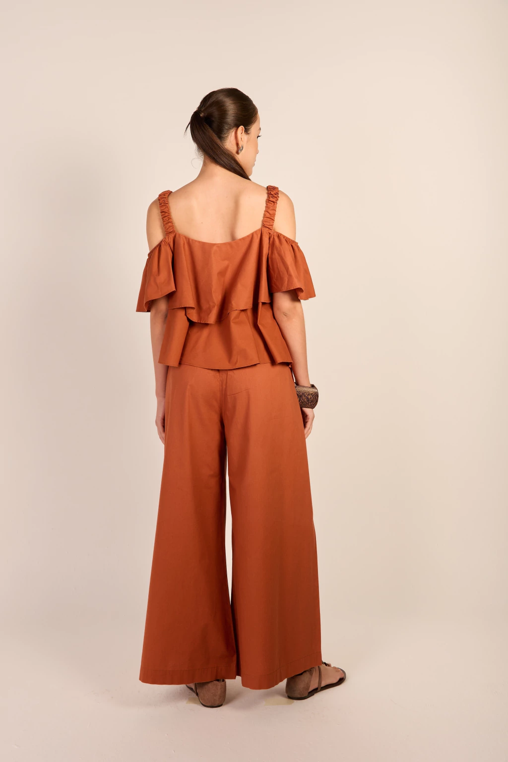 Calça com elástico telha