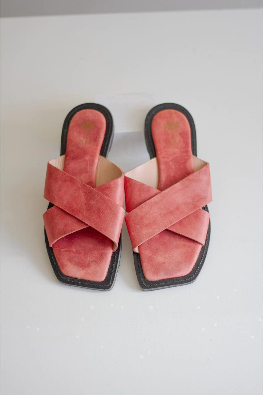 Sandália Flat Vermelho Castanho