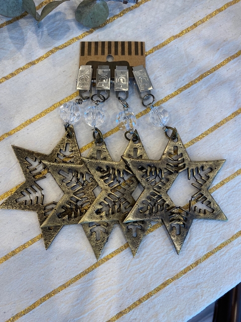 Pesas para mantel estrella calada bronce
