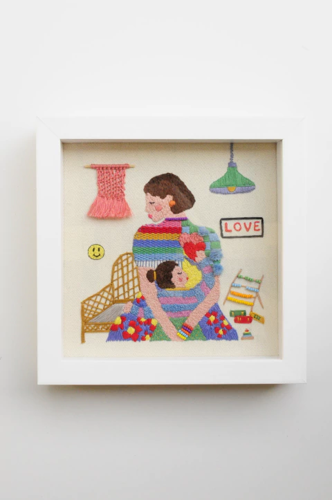 Quadro Bordado Çoração fora do çorpo