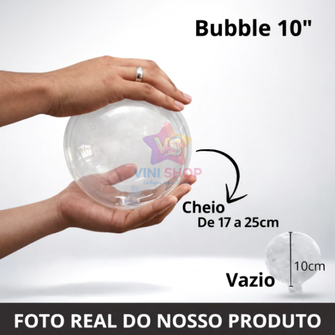 Kit 10 Unidades Balão Bubble - 10/18/24 Polegadas - Cristal - Vini Shops - Variedades alta Qualidade