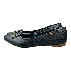 Sapatilha Bico Fino Confort Básica Textura Laçinho Preto - Love Shoes Calçados Femininos