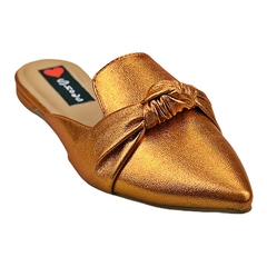 Mule Bico Fino Craquelado Nó Laranja - comprar online