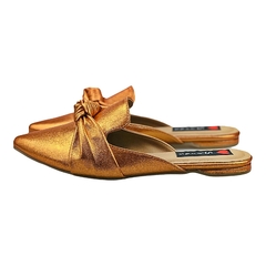 Mule Bico Fino Craquelado Nó Laranja - Love Shoes Calçados Femininos