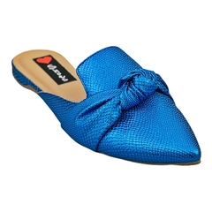 Mule Bico Fino Textura Nó Azul - comprar online