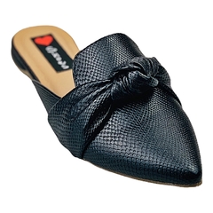 Mule Bico Fino Textura Nó Preto - comprar online