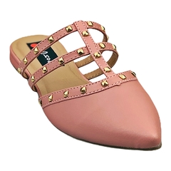 Mule Bico Fino Spike Detalhes Tiras Rosa - comprar online