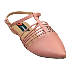 Sapatilha Bico Fino Aberta Detalhes Tirinhas Rosa - comprar online