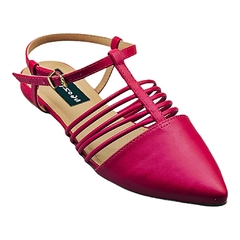 Sapatilha Bico Fino Aberta Detalhes Tirinhas Rosa - comprar online