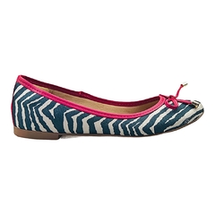 Sapatilha Bico Redondo Confort Laçinho Viés Pink Zebra