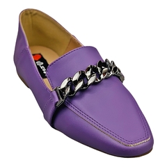 Mocassim Mule 2 em 1 Bico Quadrado Correntes Lilás - comprar online